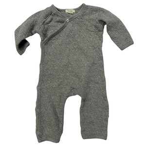 Burt's Bees Baby Side Snap Outfit 0-3 Months Gray Textured One Piece Unisex